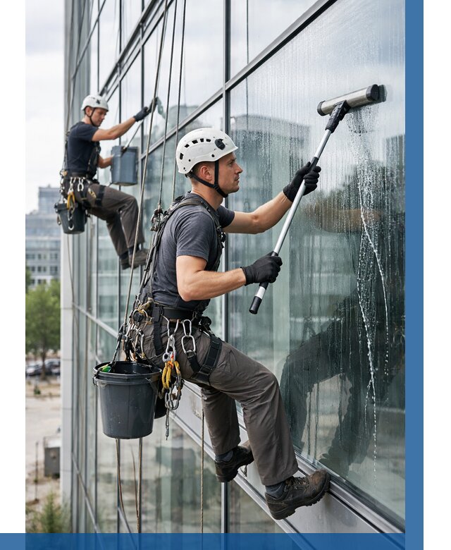 Мойка витражей альпинистами в Владимире от 726 р. под ключ|ВЫСОТНИК-Вдм