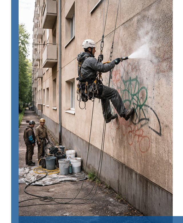 Удаление граффити с фасада в Владимире без следов и повреждений