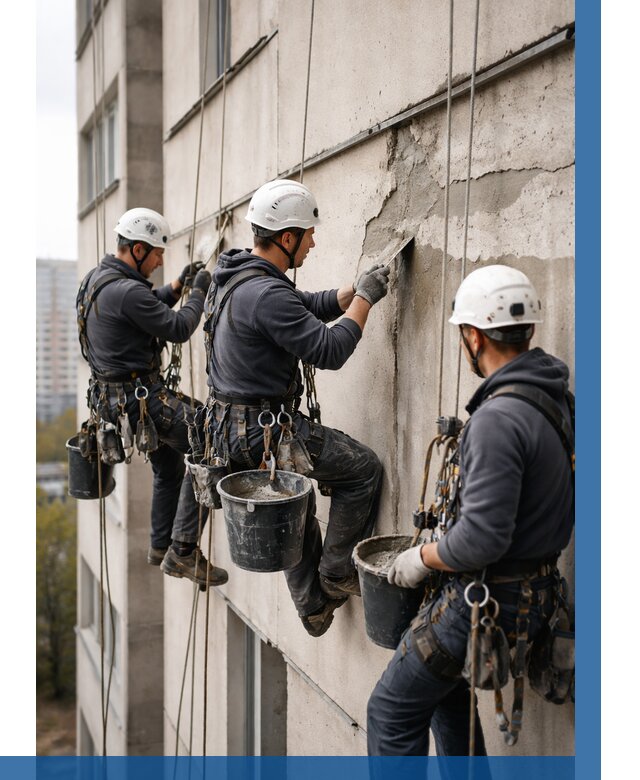 Ремонт бетонных элементов фасада в Владимире от 2594 р. | ВЫСОТНИК-Вдм