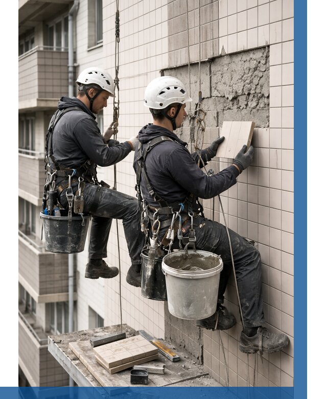 Ремонт облицовки фасада плиткой в Владимире от 1868 р. | ВЫСОТНИК-Вдм