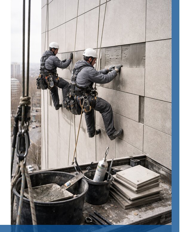 Ремонт фасада из керамогранита в Владимире от 2594 р. | ВЫСОТНИК-Вдм