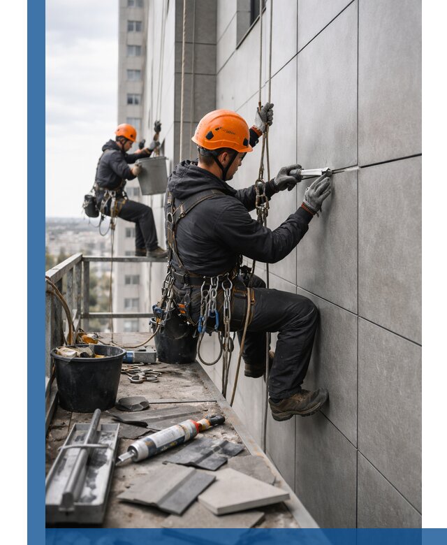 Профессиональный ремонт фасада из керамогранита в Владимире