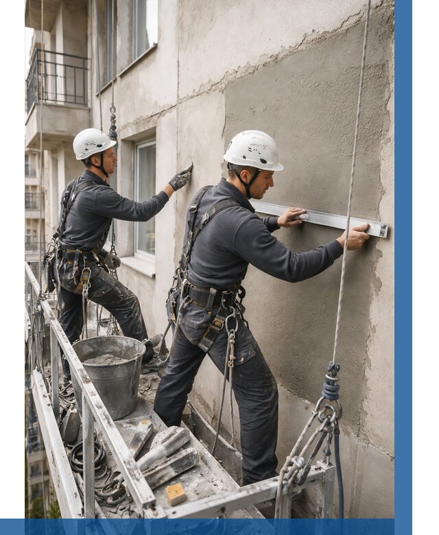 Штукатурка фасада на высоте в Владимире от 934 р. | ВЫСОТНИК-Вдм