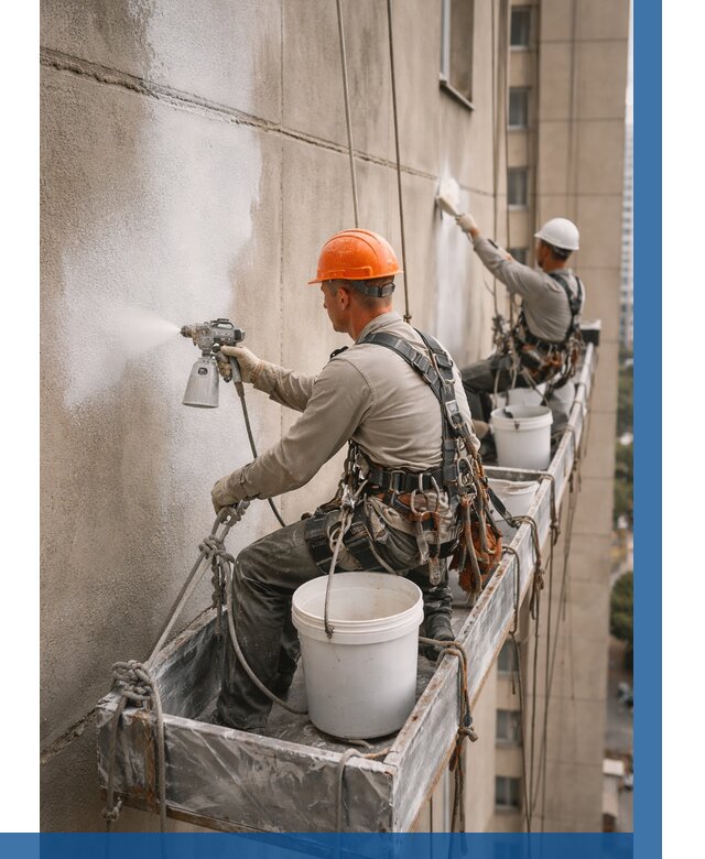 Грунтовка фасада на высоте в Владимире от 125 р. | ВЫСОТНИК-Вдм