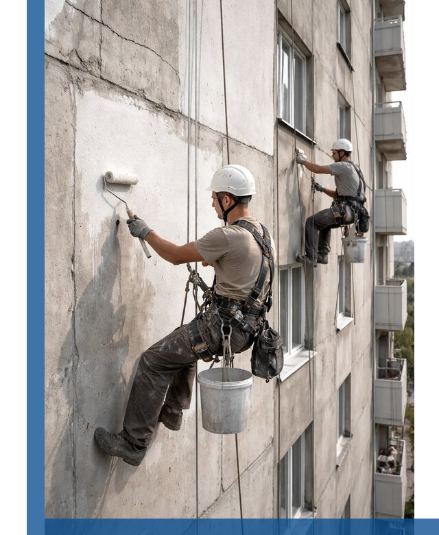 Покраска бетонного фасада в Владимире для жилых и промышленных объектов