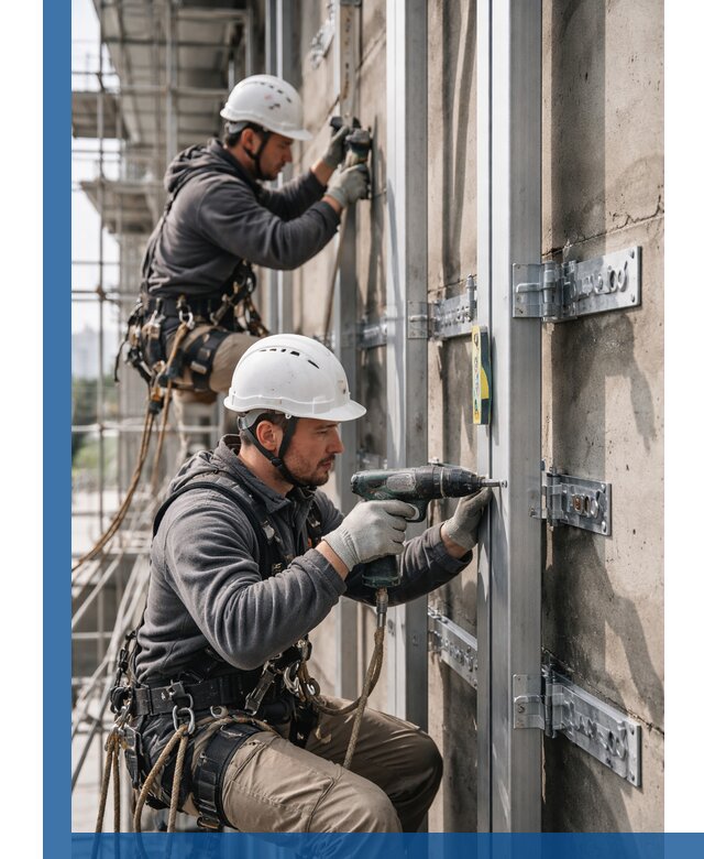 Монтаж и крепление подсистемы вентфасада в Владимире