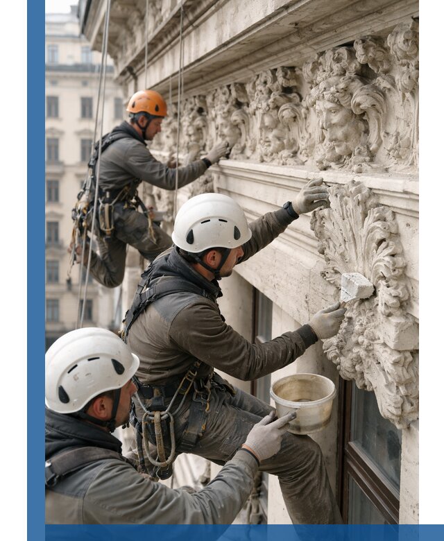 Реставрация фасадной лепнины с высотными работами в Владимире