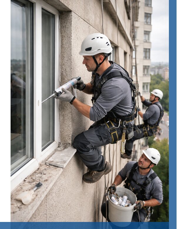 Герметизация оконных швов снаружи в Владимире от 1556 р. | ВЫСОТНИК-Вдм