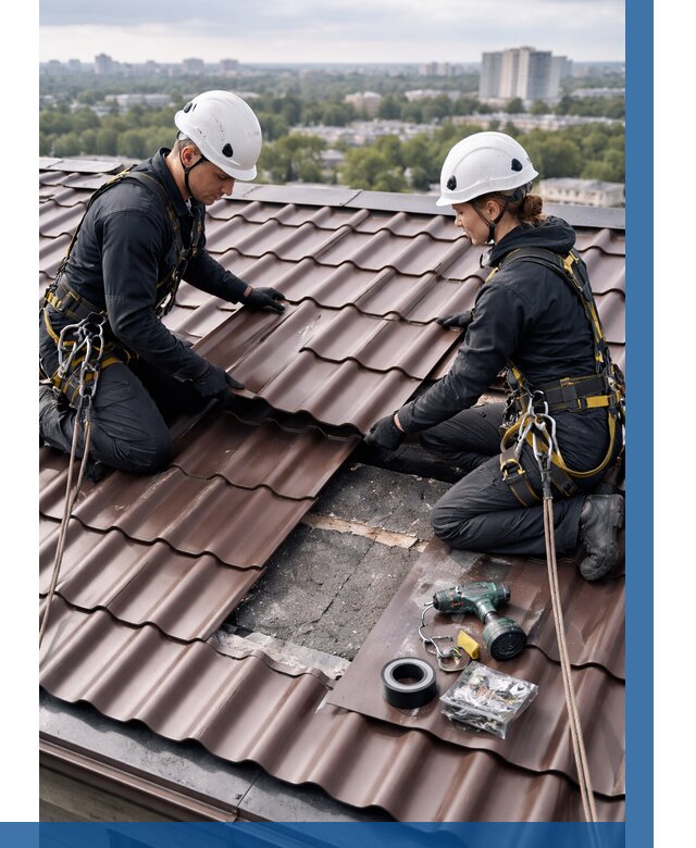 Ремонт металлочерепицы на крыше в Владимире от 934 р. | ВЫСОТНИК-Вдм