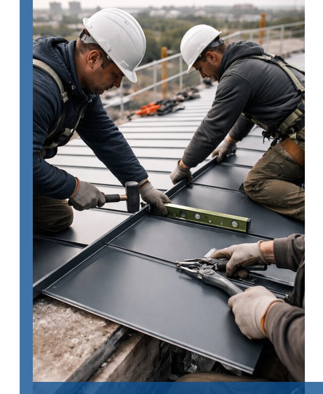 Монтаж фальцевой кровли в Владимире для промышленных зданий