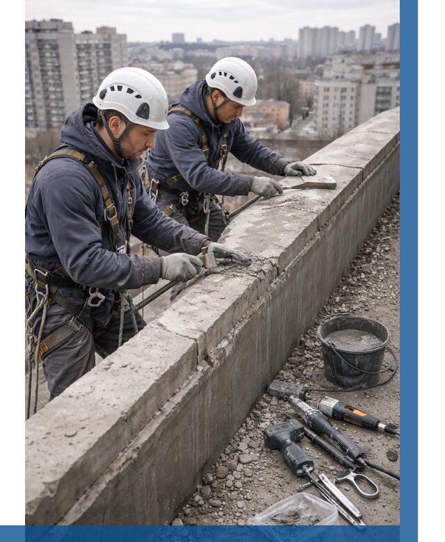 Ремонт парапета на кровле в Владимире от 1556 р. | ВЫСОТНИК-Вдм