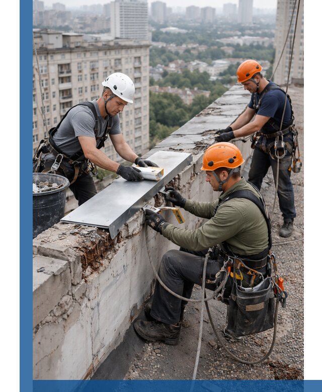 Ремонт парапета на кровле в Владимире, высотные работы с гарантией