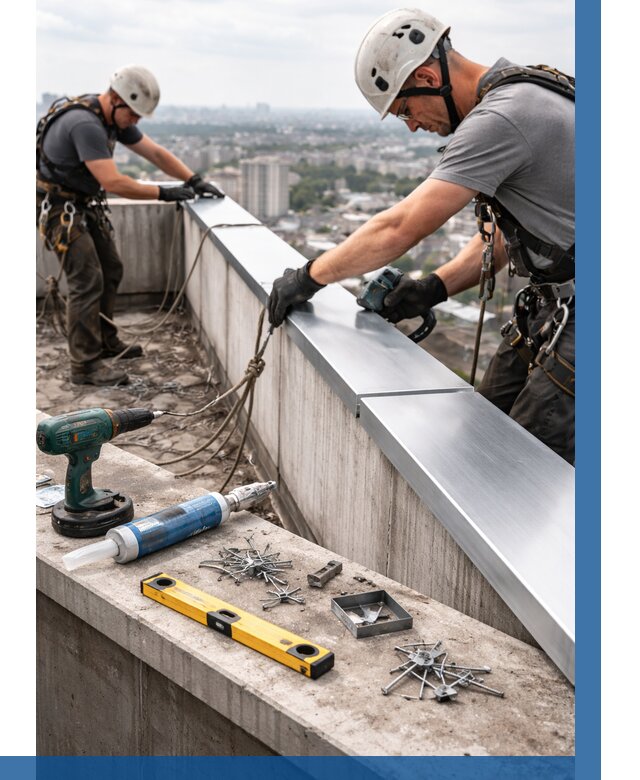 Монтаж парапетных крышек в Владимире от 830 р. | ВЫСОТНИК-Вдм