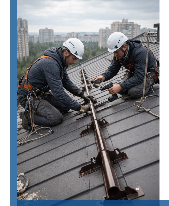 Монтаж снегозадержателей на кровле зданий в Владимире под ключ