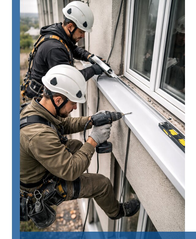 Профессиональный монтаж оконных отливов и отведения воды в Владимире