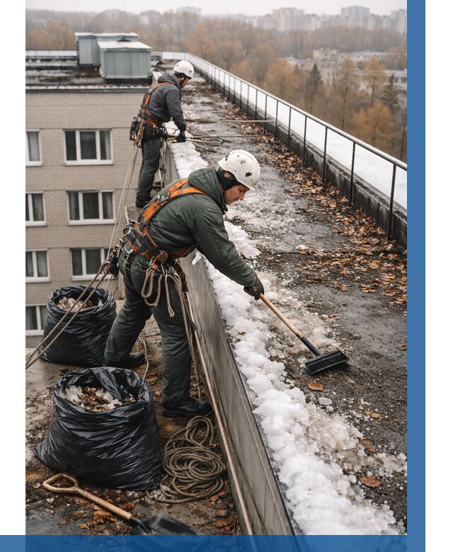 Очистка кровли по периметру в Владимире от 571 р. | ВЫСОТНИК-Вдм