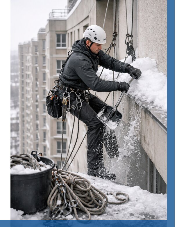 Очистка карнизов от снега в Владимире от 311 р. | ВЫСОТНИК-Вдм