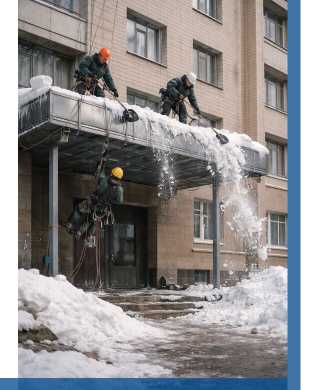 Очистка козырьков от снега в Владимире от 3631 р. | ВЫСОТНИК-Вдм