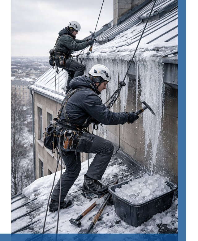 Удаление наледи с кровли в Владимире от 5706 р. | ВЫСОТНИК-Вдм