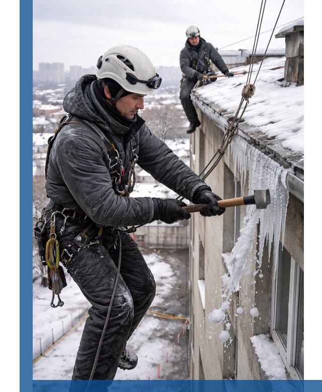 Сбивание и удаление сосулек с крыши в Владимире безопасно