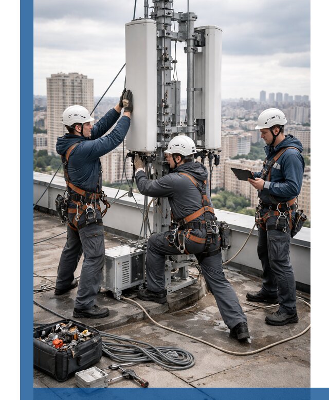 Монтаж антенн связи на крыше в Владимире с вводом в эксплуатацию