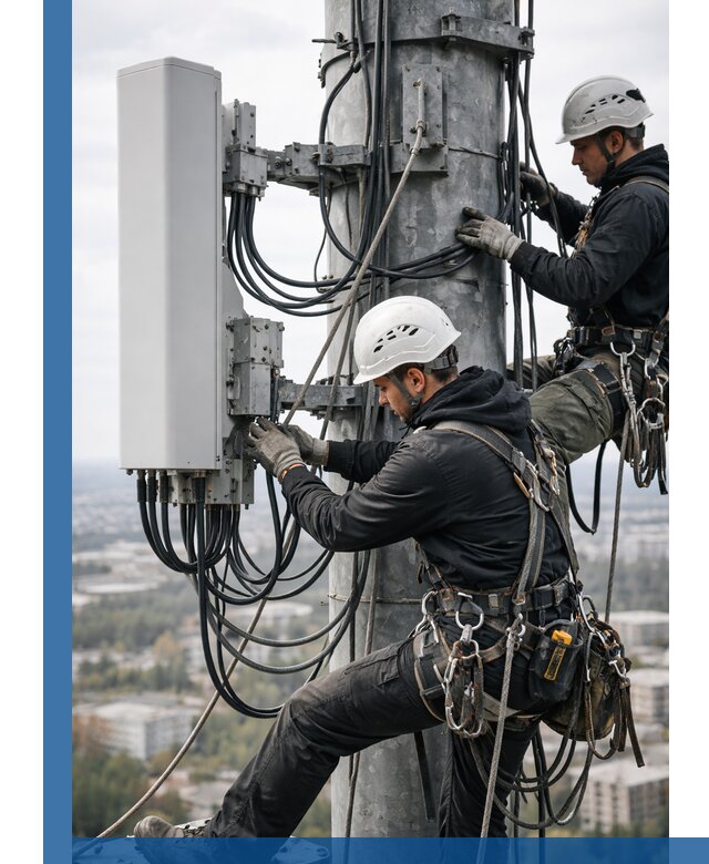 Монтаж оборудования связи на мачте в Владимире с пусконаладкой