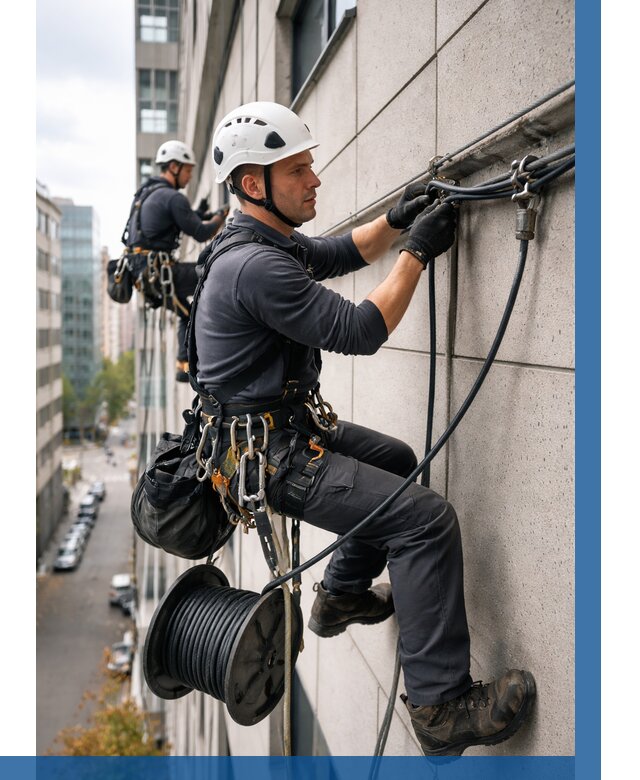 Прокладка кабеля по фасаду в Владимире от 363 р. | ВЫСОТНИК-Вдм