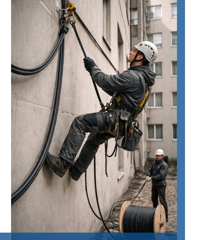 Протяжка кабеля питания на высоте в Владимире от 467 р. | ВЫСОТНИК-Вдм