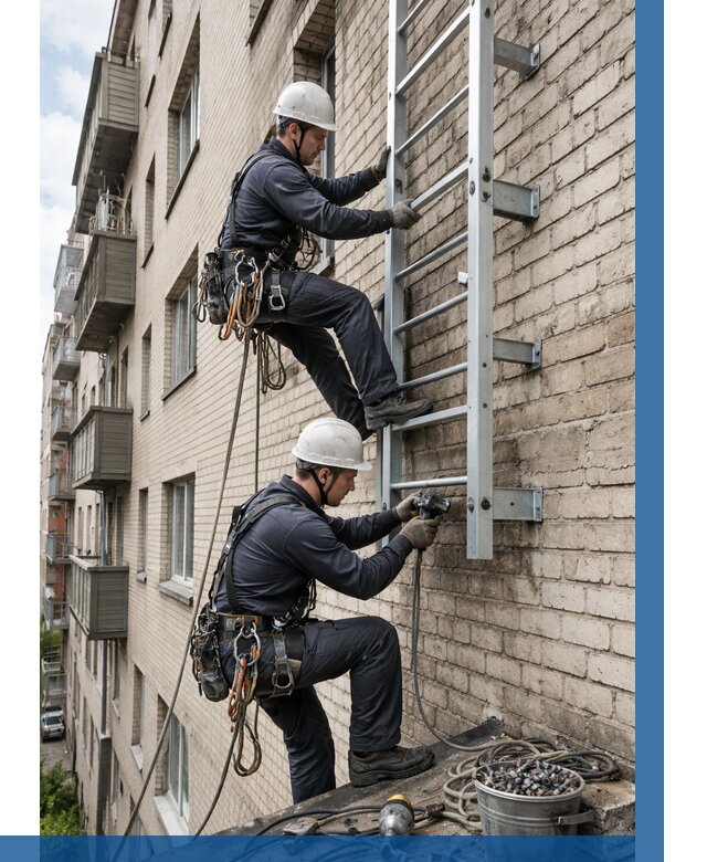 Монтаж пожарной лестницы в Владимире от 25938 р заказать у ВЫСОТНИК-Вдм