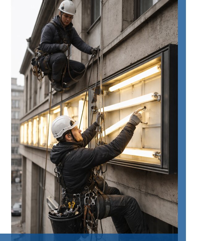 Замена ламп в вывеске в Владимире под ключ от 3631 р. | ВЫСОТНИК-Вдм