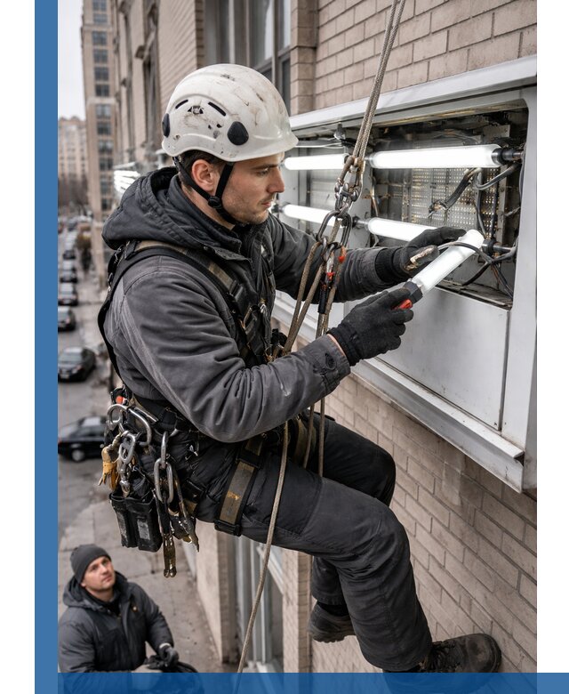 Профессиональная замена ламп в наружной вывеске в Владимире
