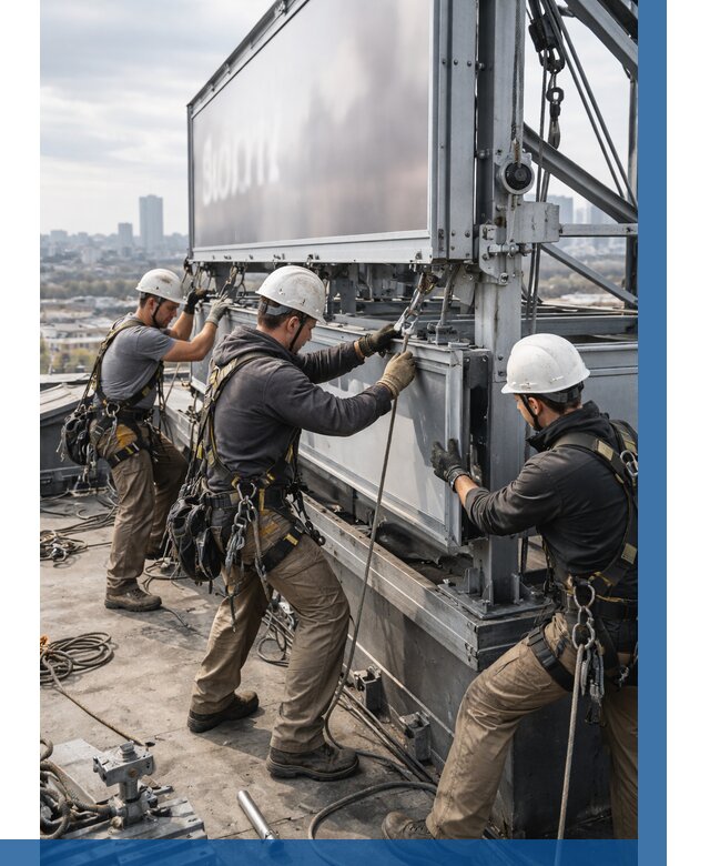 Монтаж крышной рекламной конструкции в Владимире от 62250 р.|ВЫСОТНИК-Вдм