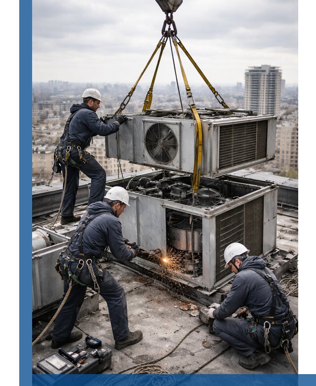 Демонтаж крышной установки в Владимире любой сложности