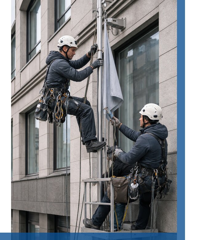 Установка флагов на фасаде в Владимире от 4669 р. | ВЫСОТНИК-Вдм