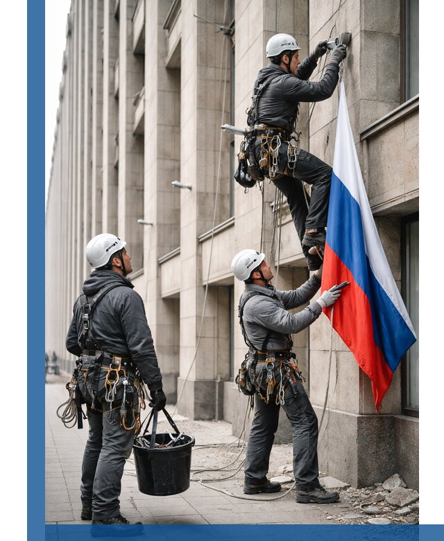 Профессиональная установка флагов на фасаде в Владимире