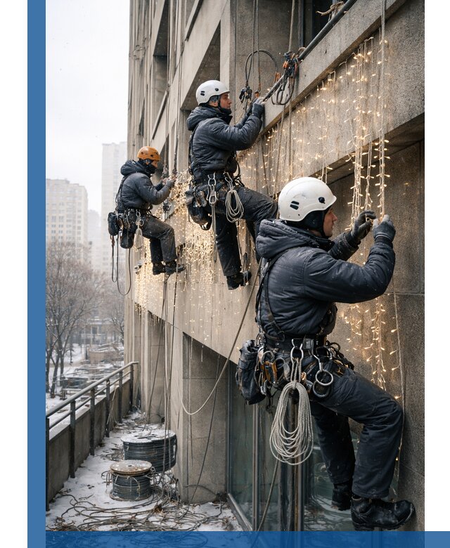 Монтаж новогодней иллюминации и украшение фасадов в Владимире