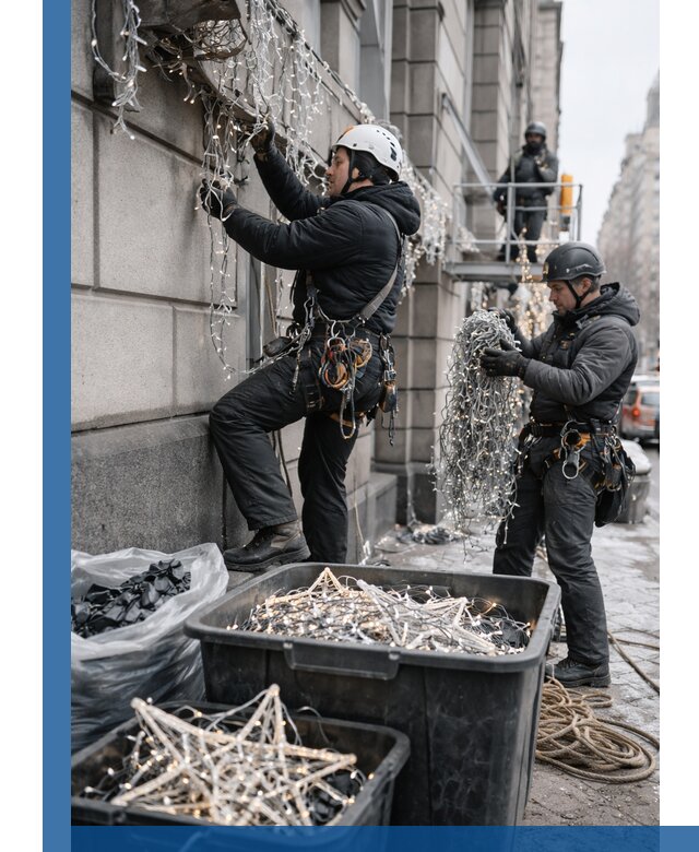 Демонтаж новогоднего оформления и гирлянд в Владимире