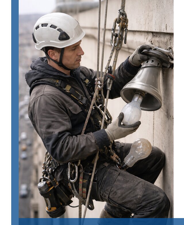 Замена ламп на высоте в Владимире профессионально и быстро