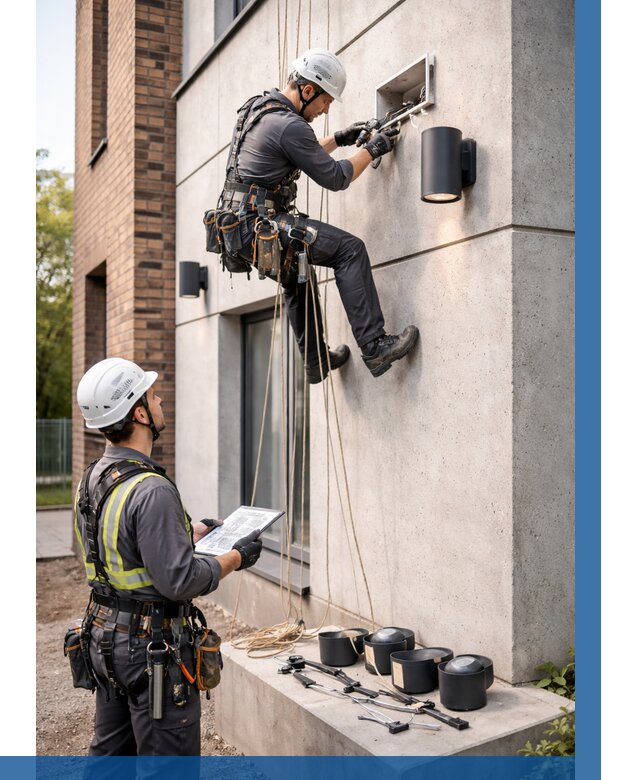 Монтаж фасадного освещения в Владимире от 2594 р. | ВЫСОТНИК-Вдм