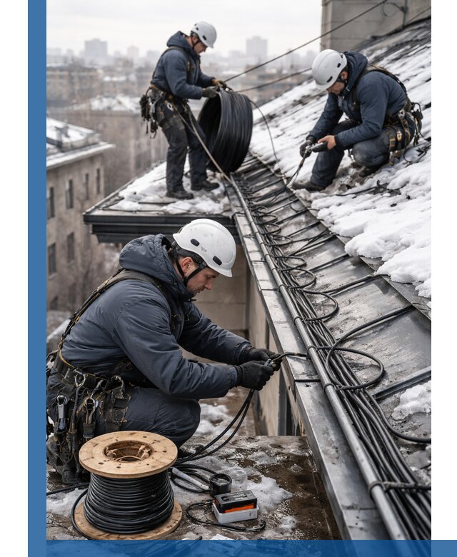 Монтаж греющего кабеля на кровле в Владимире под ключ