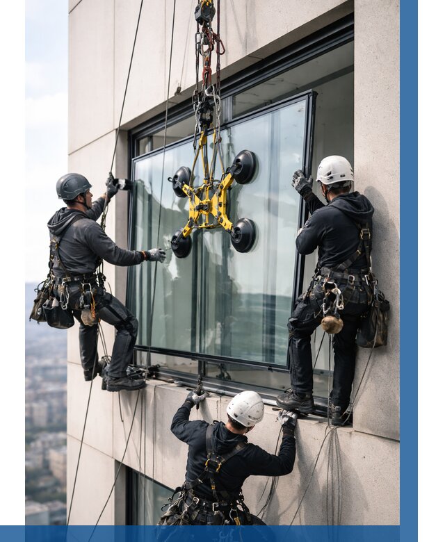 Монтаж стеклопакетов на высоте в Владимире от 3320 р. | ВЫСОТНИК-Вдм