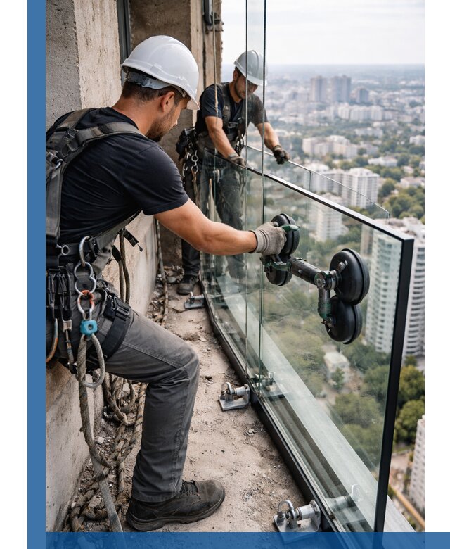 Монтаж стеклянных ограждений под ключ с гарантией в Владимире