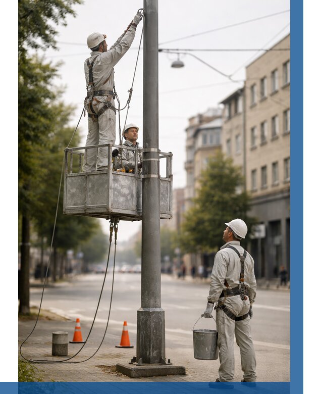 Покраска опор освещения в Владимире от 5188 р. | ВЫСОТНИК-Вдм