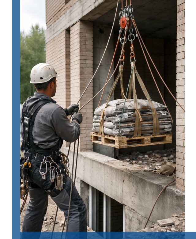 Подъем материалов на этаж веревками в Владимире оперативно