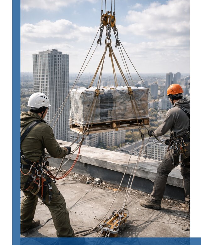 Подъем и монтаж крупногабаритных грузов на крышу в Владимире