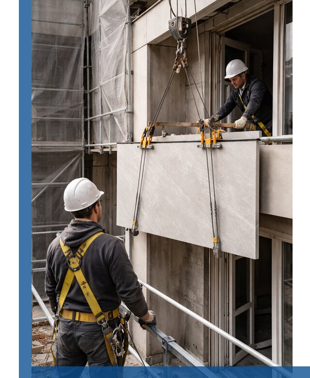 Подъем керамогранита на этаж в Владимире грузчиками и техникой