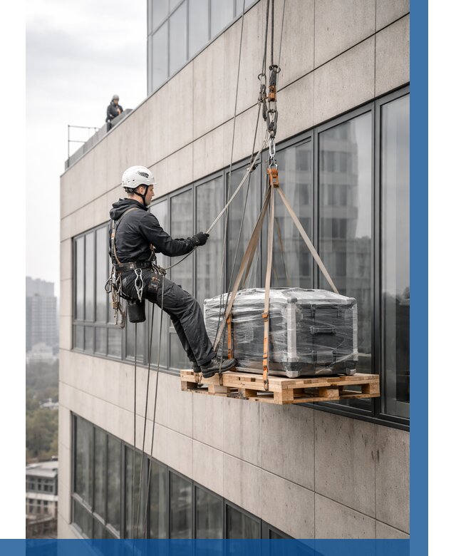 Спуск груза по фасаду в Владимире от 3631 р. | ВЫСОТНИК-Вдм