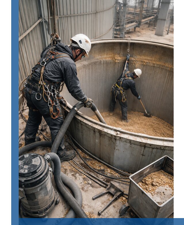 Профессиональная чистка зерновых бункеров в Владимире с выездом