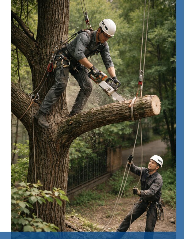 Спил деревьев альпинистами в Владимире от 8300 р. | ВЫСОТНИК-Вдм