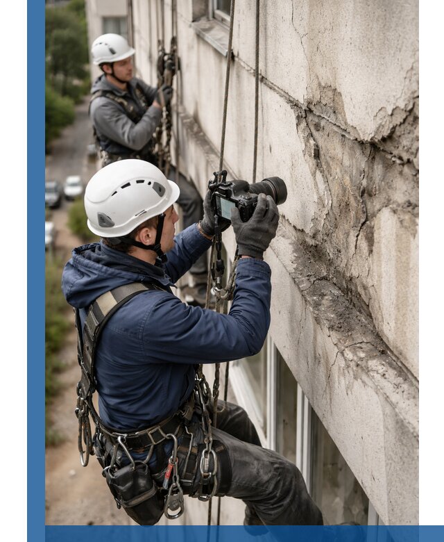 Фотофиксация дефектов фасада с высотной съемкой в Владимире
